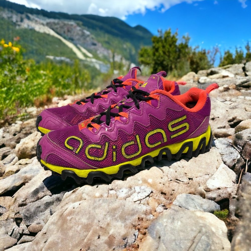 Adidas Vigor TR3 Trail Running Shoes Youth Size 6 Womens 7.5 Purple Yellow